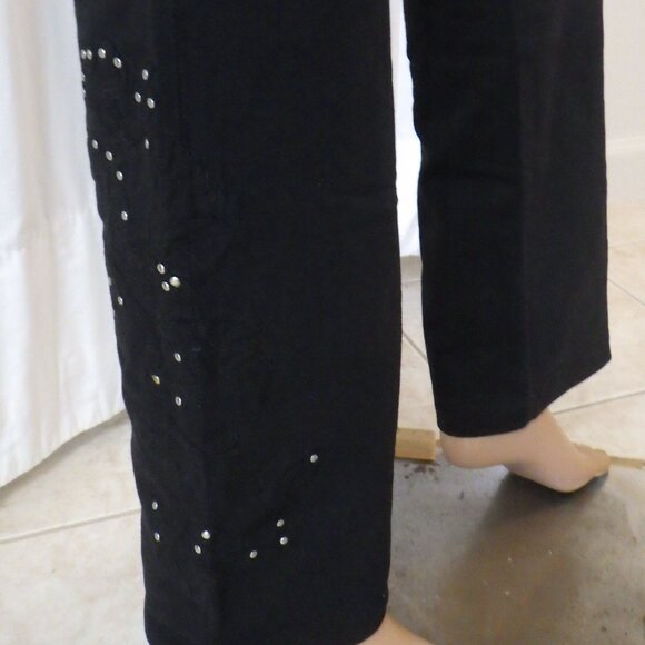 NWT BCBG sz SM MED LG XL BLK ON BLK APPLIQUE 100% COTTON 2 PIECE TRACKSUIT - Picture 7 of 16